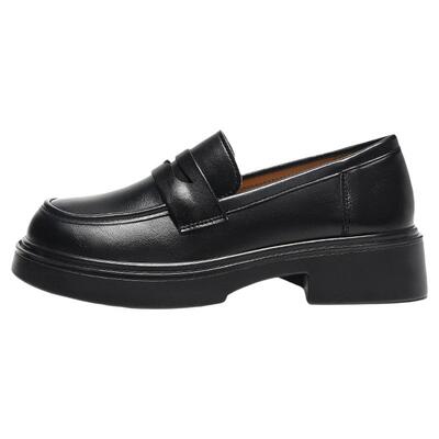 回力厚底乐福鞋英伦风黑色小皮鞋