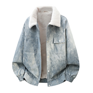 NASA STUSY美式复古2026秋冬装新款男夹克工装加绒加厚兔毛绒外套