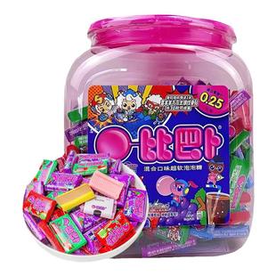 比巴卜超软泡泡糖桶装带纹身贴纸160粒混合味儿童口香糖怀旧批发