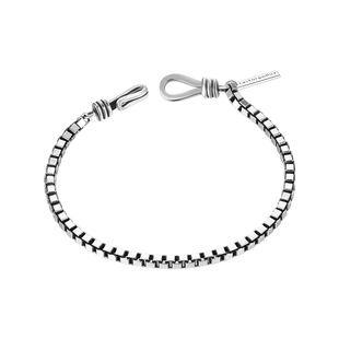 老银匠s925纯银男士手链复古嘻哈英文字牌潮男女手环纯银个性手镯