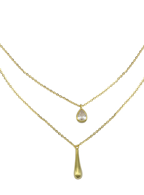 法式简约锆石实心水滴吊坠锁骨链