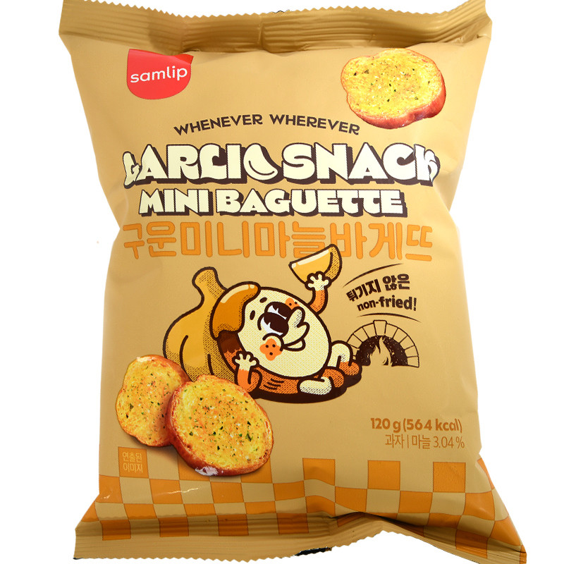 韩国进口零食samlip三立法式蒜香黄油黑胡椒意式披萨风味面包饼干