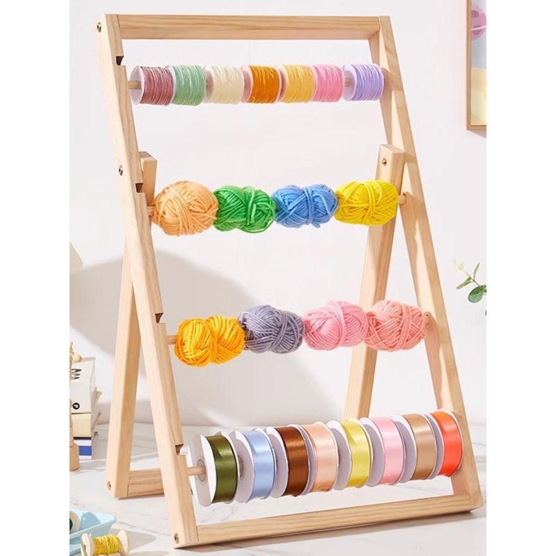 毛线收纳架桌面置物架手工丝带架绸带放置架幼儿园美工区展示架