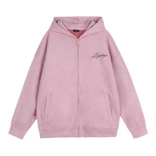 BJHG不计后果美式高街卫衣外套男款冬季新款麂皮绒情侣重磅连帽女