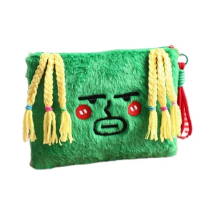 卡通姨妈巾收纳包搞怪丑女化妆包随身便携大容量毛绒卫生巾包通勤