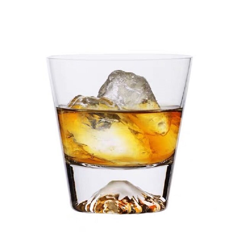 樱花水杯高颜值酒杯茶杯日本进口富士山杯江户硝子手作水晶玻璃杯