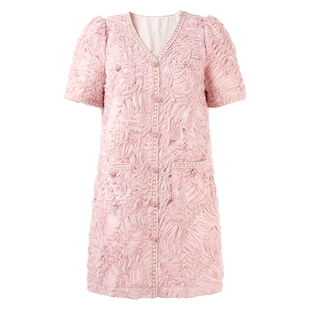 MISSCOCOON可可尼小香风连衣裙女2025新款秋冬高级感法式粉色裙子