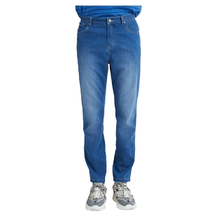 波顿夏新薄款冰爽牛仔裤男宽松直筒浅色弹力高端长裤子