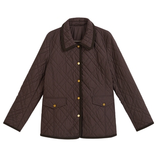 YINER音儿专选2025秋季新款复古老钱风桑蚕丝填充菱格纹短外套