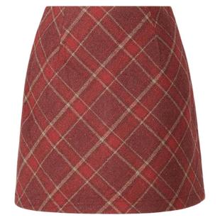 2025新款红色复古毛呢格子裙女秋冬高腰显瘦半身裙a字包臀短裙