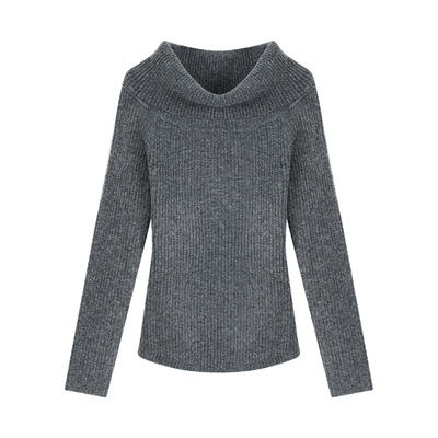 NEVA HU 颈间诗 一字肩针织衫女慵懒风露肩毛衣修身气质长袖上衣