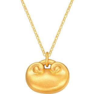 明牌珠宝t古法黄金吊坠 宝宝平安无事锁足金小金锁AFC0651