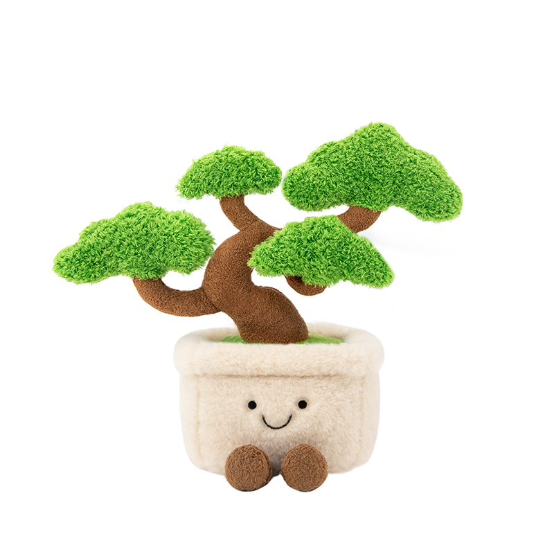 可爱绿植松树毛绒玩偶小熊公仔
