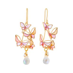 OSEWAYA春夏梦幻蝴蝶耳环ins风少女镂空彩色星芒小众设计摩洛耳饰