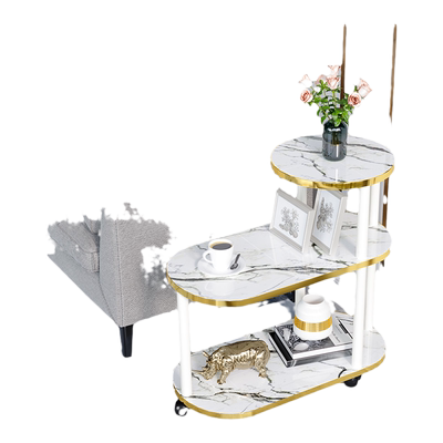 北欧轻奢风岩板大理石纹小茶几小户型沙发边几实木置物架子