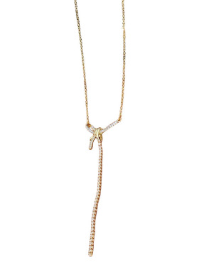 精致时尚百搭满钻蝴蝶结流苏项链