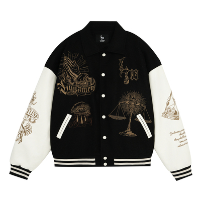 鹿家门男士秋冬毛呢加厚棒球服