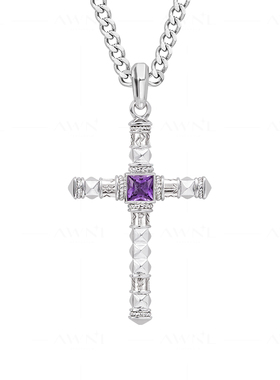 AWNL霖奈十字架彩宝项链轻奢小众