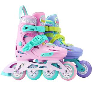 滑启儿童初学者锁轮培训平花轮滑鞋女童旱冰鞋溜冰鞋直排轮CANDY