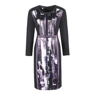 靓诺LIANGNUO蓝紫色花料连衣裙LL16167A