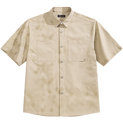 【商场同款】太平鸟男装立体提花短袖衬衫潮外穿式上衣B1CJF3130