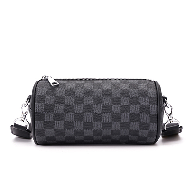 圆筒格子单肩包街头风新款男包