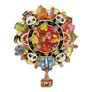 重庆冰箱贴洪崖洞旅游特色火锅黄色法拉利金属磁吸创意文创纪念品