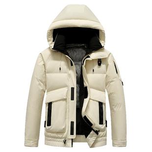 鸭鸭羽绒服男款2025冬季新款时尚休闲百搭连帽加厚鸭绒休闲外套A