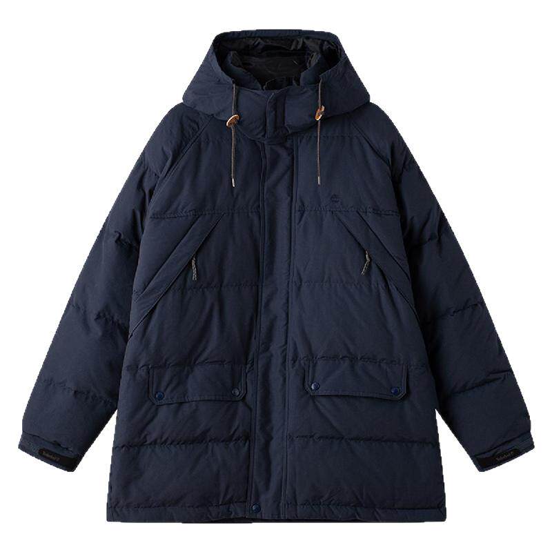 Timberland添柏岚男士户外防风保暖中长款连帽羽绒服外套A6FTJ