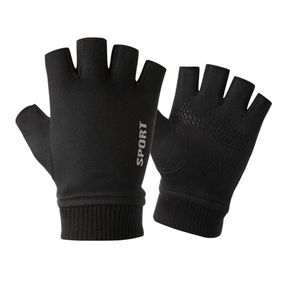 【官方正品】冬季骑行漏指头手套