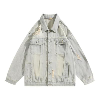 BOYUE帛跃刺绣破洞做旧牛仔外套