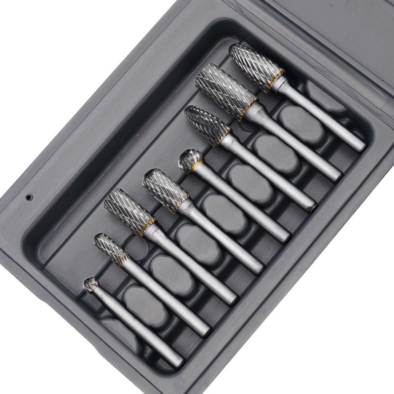 新款直销双槽旋转锉刀钨钢磨头8件套 硬质合金打磨头旋转锉 钨钢