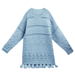 【7折出清】棉麻记2025年春秋新款针织毛衫中长款打底毛衣裙女