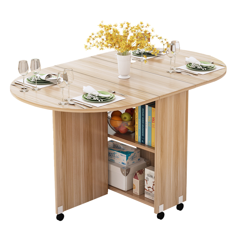 折叠餐桌家用小户型多功能可移动一桌四凳简易租房长方形吃饭桌子