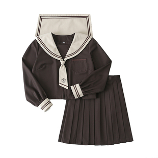 断码 花见森【千叶高】奶茶领二本正统JK制服关东领带茶色水手服