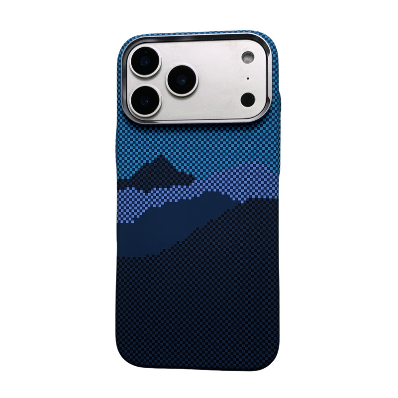 仿碳纤维纹凯夫拉纹河山水山峰适用iPhone17proMax手机壳磁吸苹果16proMax硬壳苹果15promax保护壳轻奢潮男女