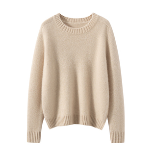 康赛妮~秋冬季新款纯山羊绒衫女圆领马鞍肩宽松针织打底毛衣内搭