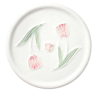 SHˇ陶瓷杯盖 - ins风浮雕郁金香铃兰马克杯咖啡杯通用防尘配件