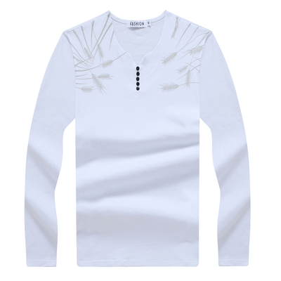 莫代尔高品质潮圆领印花长袖t恤