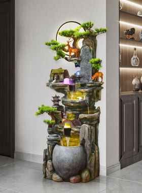 客厅风水轮假山流水喷泉办公室招财高山流水摆件循环水系景观落地