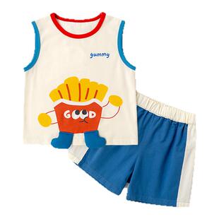 嘟嘟家宝宝夏季立体卡通套装儿童无袖背心男童短裤女童薄款两件套
