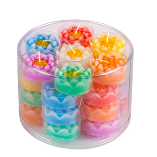 无烟莲花灯蜡烛酥油灯2/4/6小时28粒梅花粒家用供佛灯七彩荷花蜡