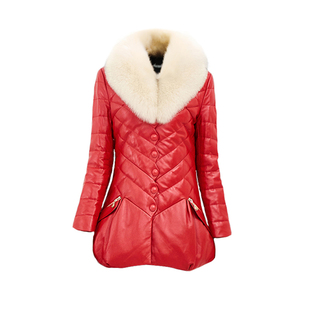 反季海宁PU皮衣外套女中长款羽绒棉服棉衣加厚修身韩版皮棉袄秋冬