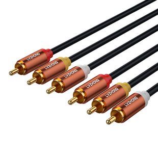 绿众av线三对三视频线机顶盒和电视机连接线与有线有限输出红白黄三色dvd音频3对3数据传输入莲花头vcd影碟机