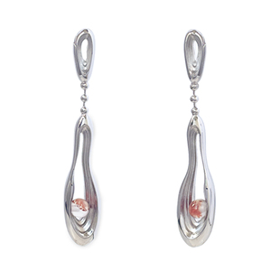 THING OF E【赤】系列 湖泊状内镶宝石双层耳环 耳坠长款小众耳饰