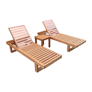户外防腐实木沙滩椅海边木质躺床度假酒店休闲躺椅泳池单双人躺床