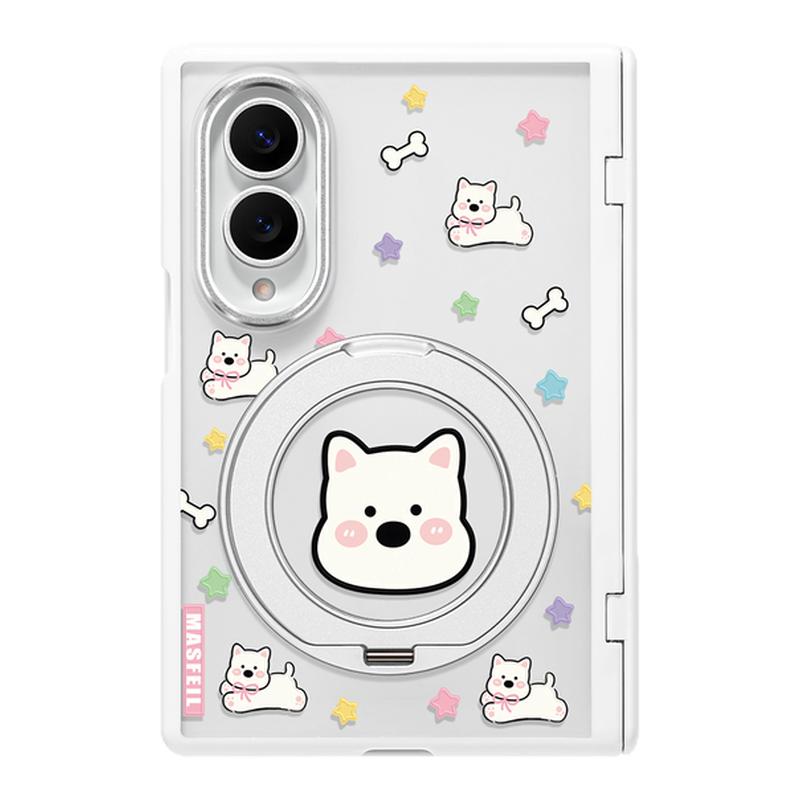 MASFEIL× 可爱西高地适用三星GalaxyZFold8Wide手机壳磁吸带支架小折叠屏阔Zfold7透明全包保护套防摔新款女
