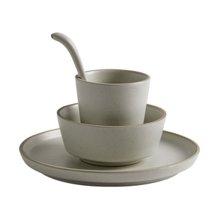 复古感日式餐具陶瓷摆台碗勺碟杯四件套粗陶摆盘饭店餐厅商用餐饮