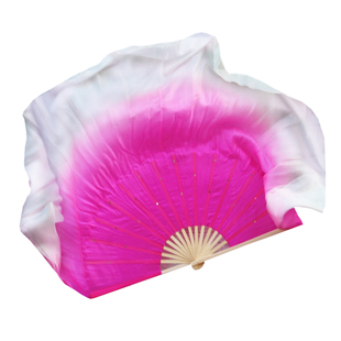 真品真丝秀色舞蹈扇子跳舞扇双面胶州秧歌扇广场舞扇子加长渐变扇