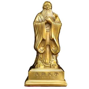 纯黄铜孔子先师孔夫子铜像摆件居家书房儒家孔圣人雕塑铜艺品摆设